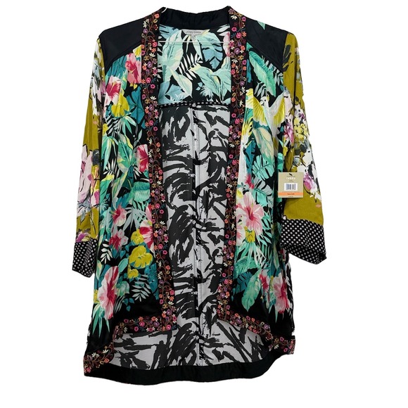 John Mark Jackets & Blazers - John Mark NWT Kimono Cardigan S/M Embroidered Floral Parrots Boho Floral